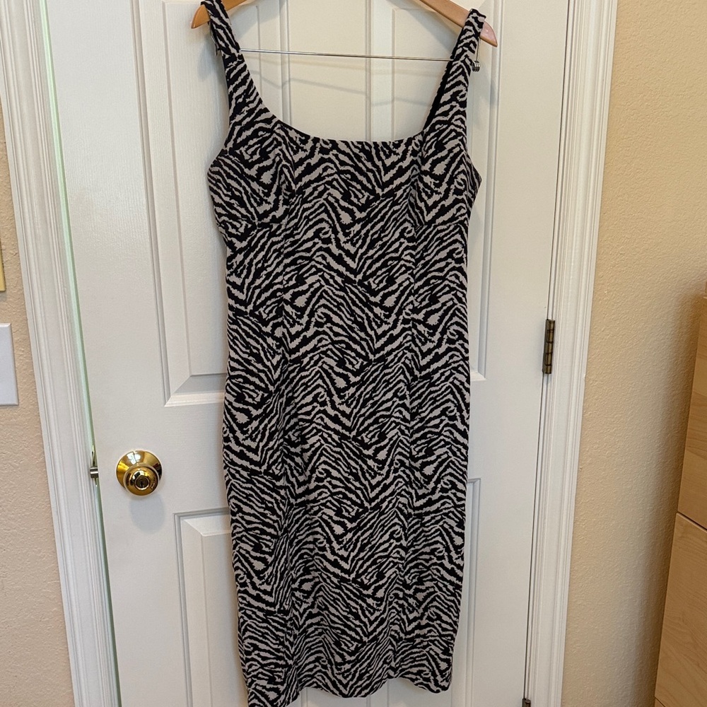 Banana Republic Brown and Tan  Zebra Midi Dress